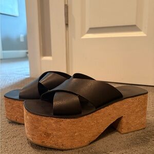 Jeffrey Campbell Black and Tan Platform Sandals